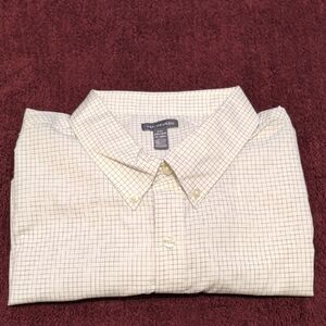 Van Heusen Men's White and Tan Checkered Shirt